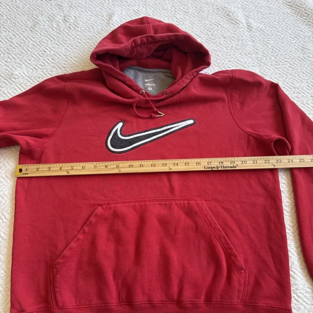 Vintage Nike Hoodie Men Medium Red Sweatshirt Sweater Big Center Swoosh Y2K 00s